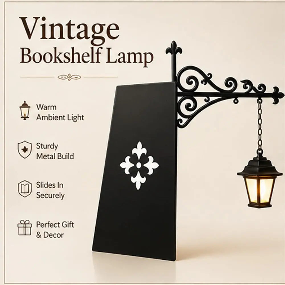 Mini Library Lantern Shelf Lamp for Cozy Reading Nook Decor