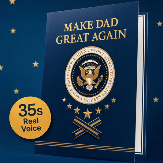 Funny Fathers Day Card with Sound, Funny Talking Card for Dad Husband Grandpa, Plays Real Voice 35-Second Audio, 5x7 Best Dad Gift from Son Daughter Wife
