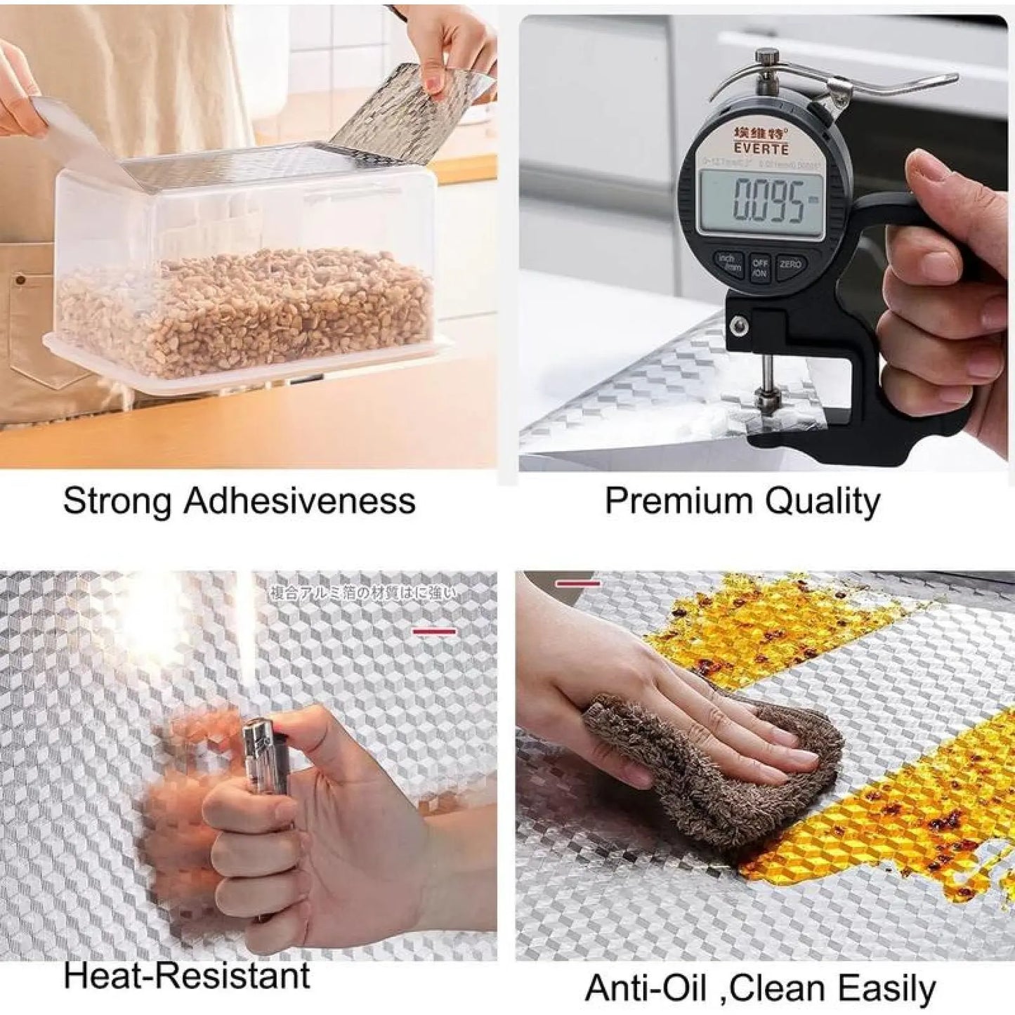 Self-Adhesive Kitchen Wallpaper | 15.7"x118" Oil-Proof Aluminum Foil Contact Paper (Silver Cube)