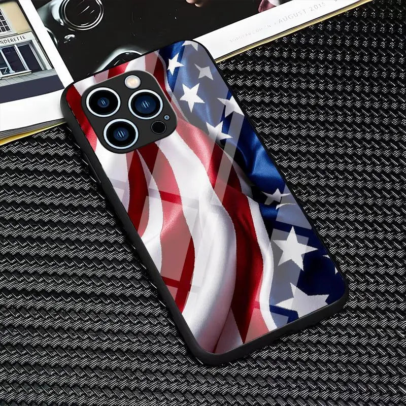 Patriotic American Flag Case for iPhone 16–11 & Samsung Galaxy S26–S22 – Slim Protective Cover