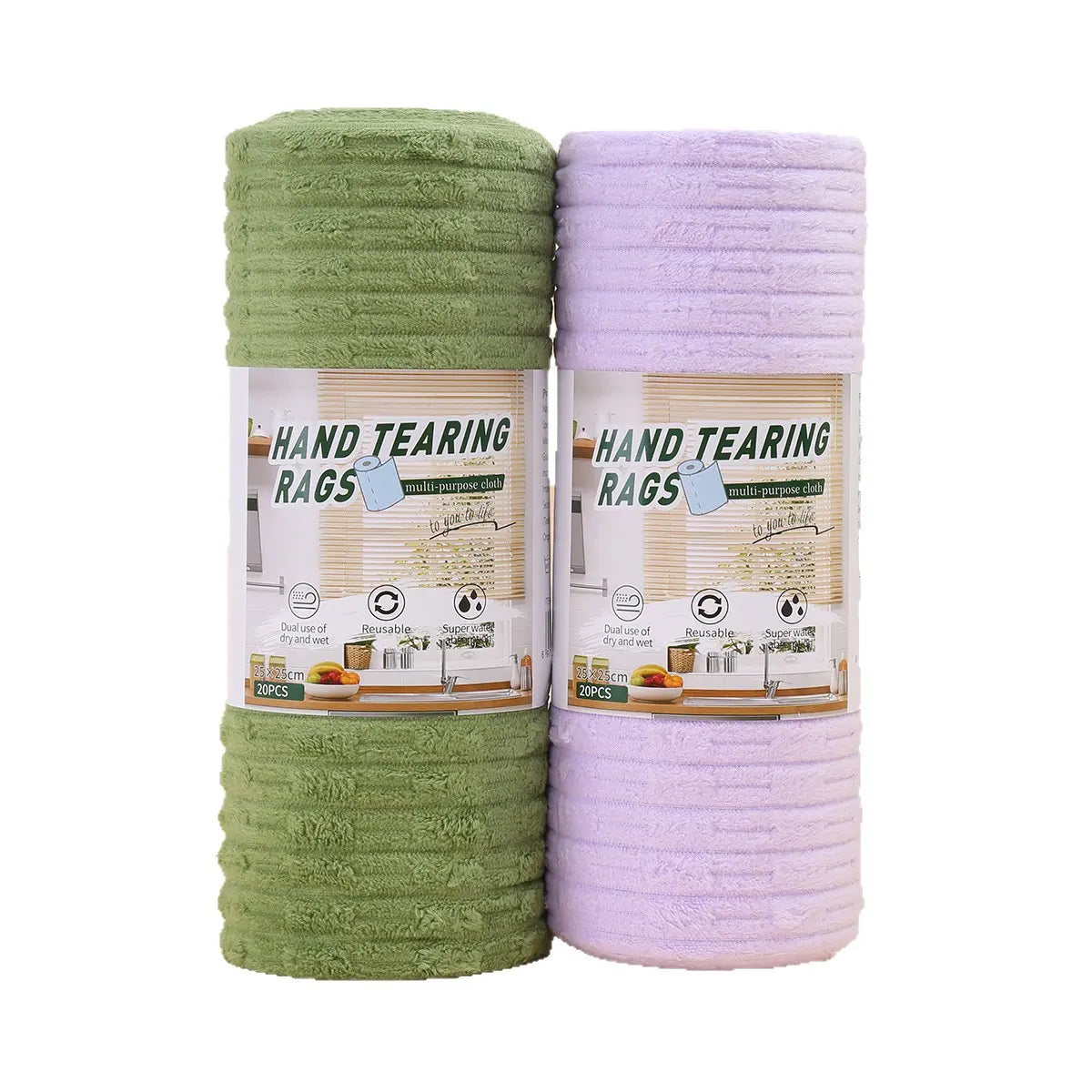 20-Pack Tearable Antibacterial Microfiber Cleaning Cloths – Reusable Lint-Free Wet & Dry Scrubbing Rags (10"x10")