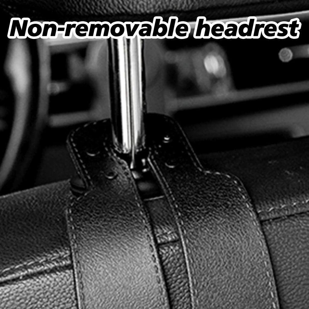 4PCS Faux Leather Car Headrest Hooks: Double-Hook Organizer for Bags & Essentials