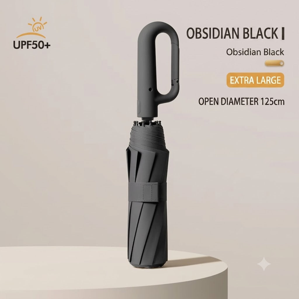 Automatic Folding Umbrella,  Portable Rain Umbrella with Loop Buckle, Windproof & Waterproof Umbrella for Men & Women