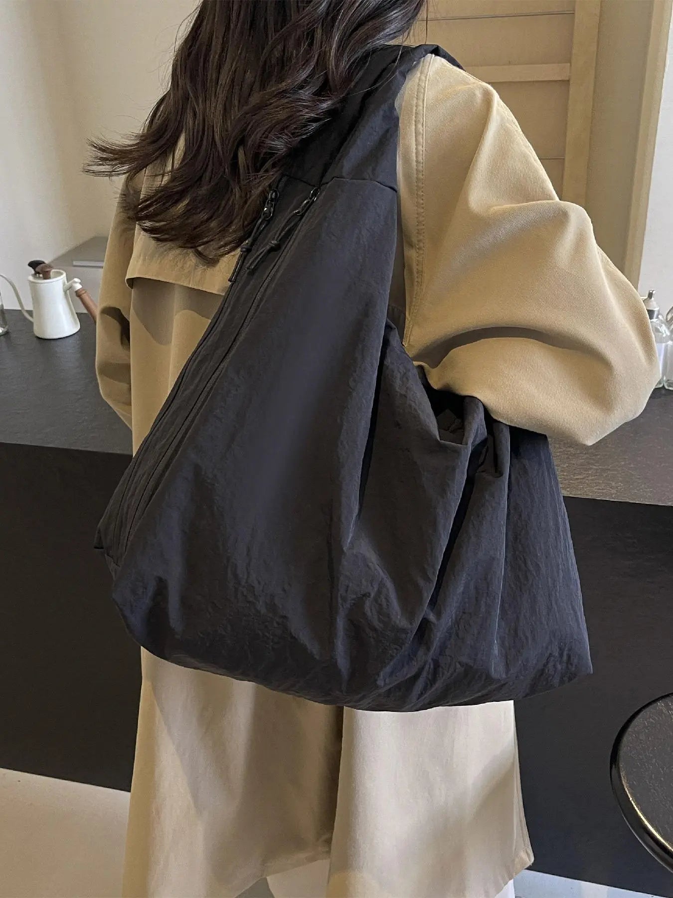 2026 School Season, Fashionable Crossbody Shoulder Bag, Geometric Pattern, Large Capacity, Multi-Pocket, Casual Style, All Seasons, Casual Commuter Bag