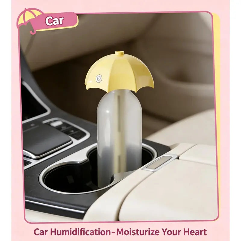 Portable Umbrella Mini USB Mist Humidifier with Warm Night Light for Home, Bedroom & Car