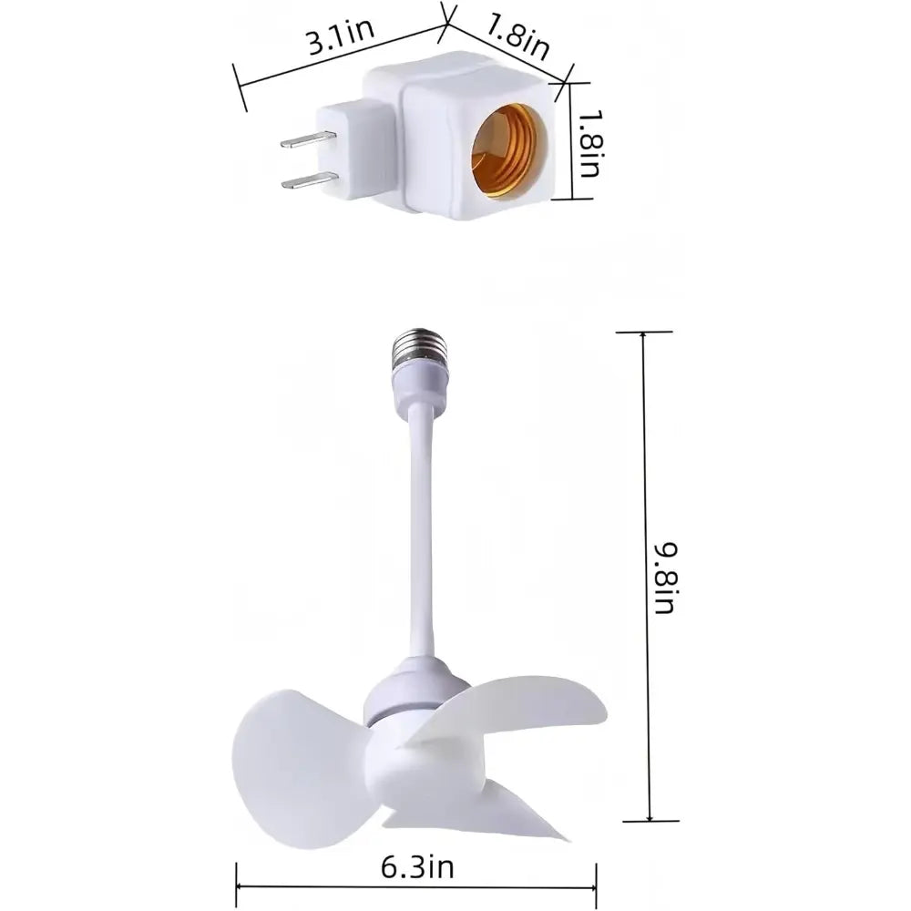 E27 Socket Fan Kit with Plug Adapter – Mini Quiet Electric Fan with Flexible Gooseneck Plug and Light Bulb Base, Energy-Saving Desk Fan for Kitchen, Bathroom, Dormitory, Office