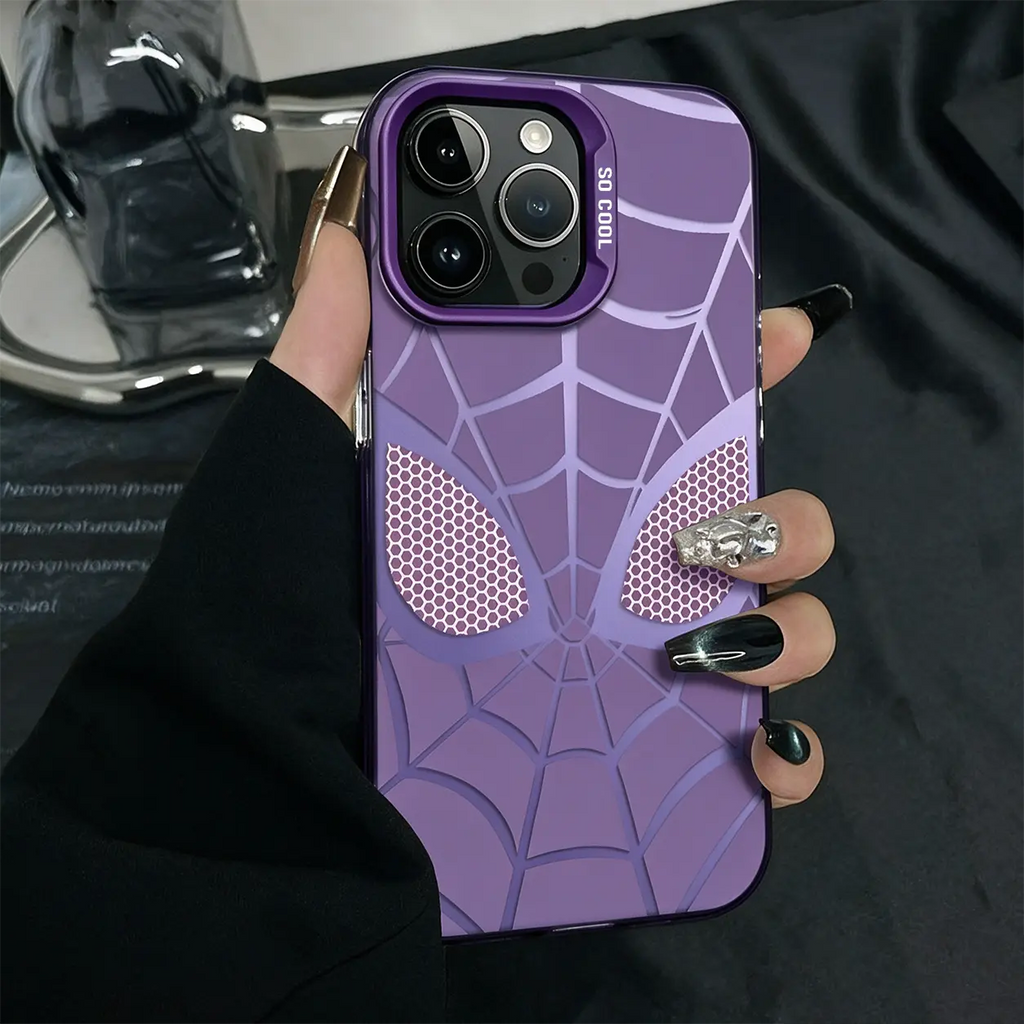 Creative Spider-Man Web Phone Case for iPhone 17 Pro Max – Trendy Pink Shockproof Protective Cover