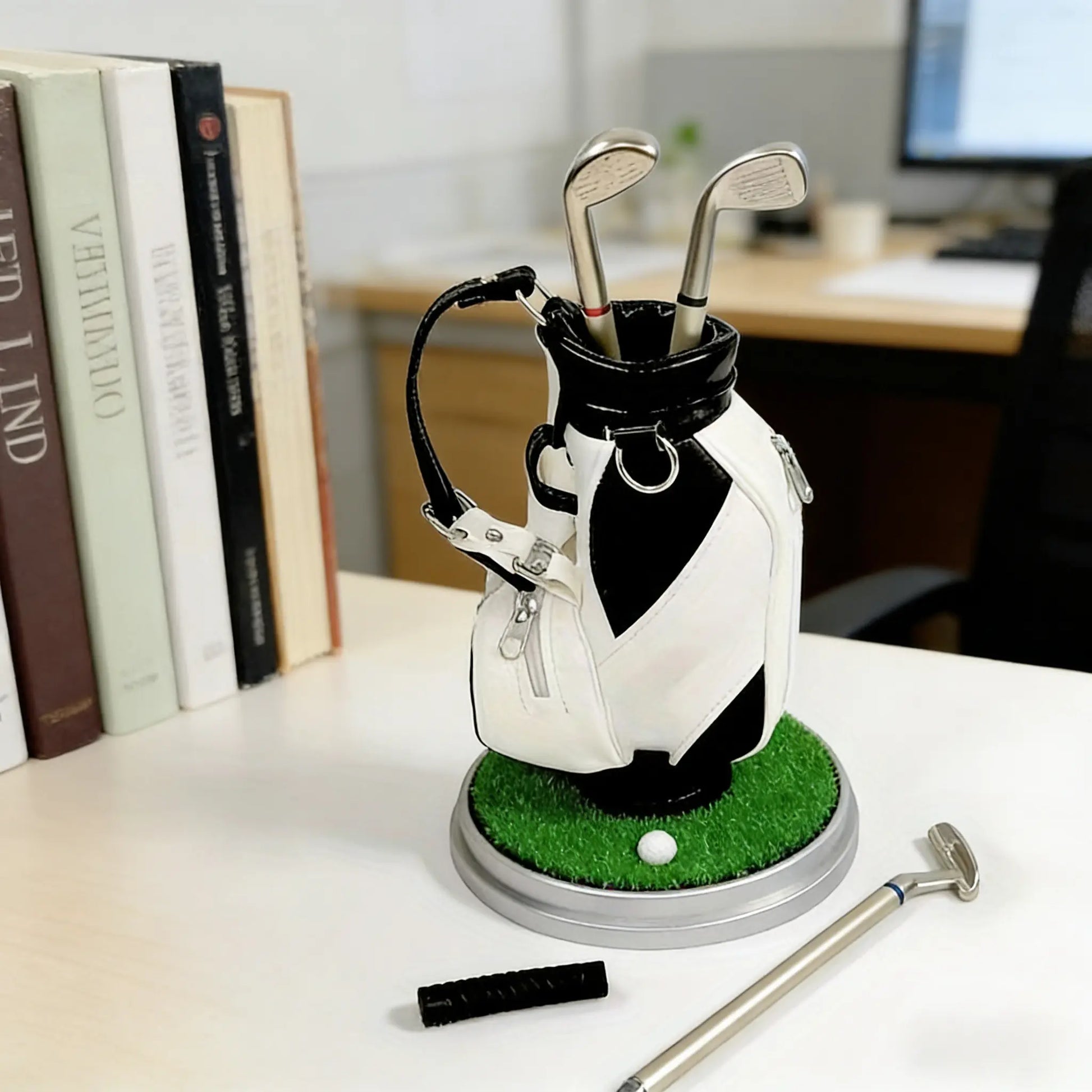 Golf Pen Holder + 3-Pen Set Creative Design Brightens Your Office Desk Perfect Holiday Gift for Office Workers and Gift-Givers