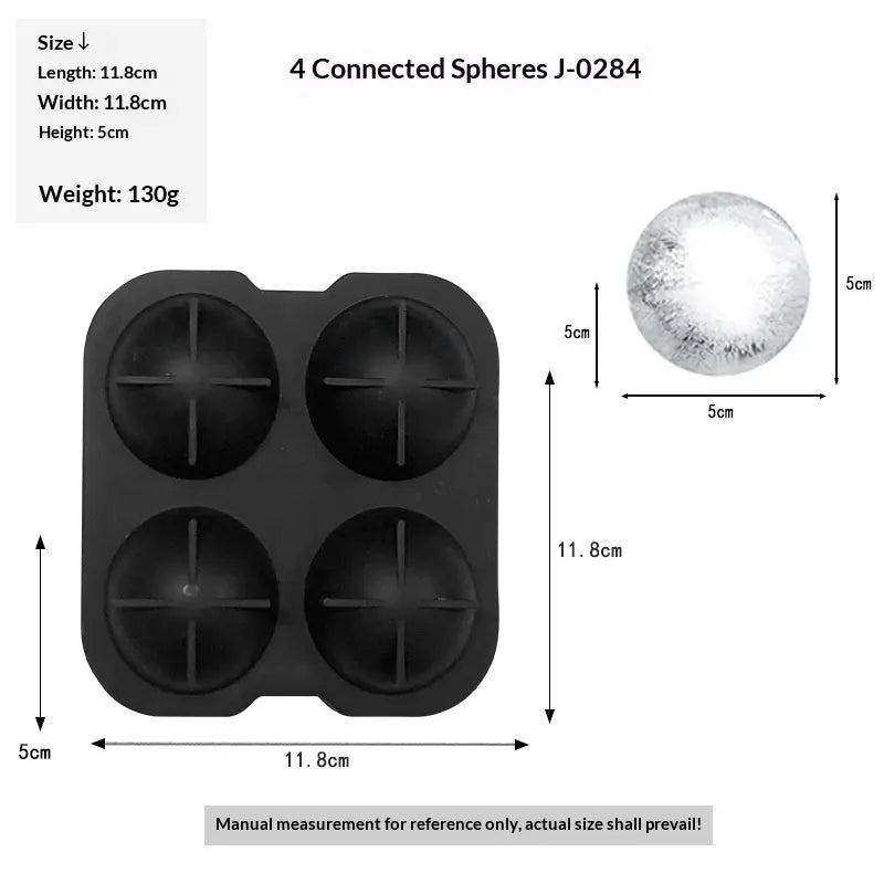4-Cavity Rose Ice Cube Mold - Large Silicone Ice Tray for Whiskey, Cocktails & Coffee, Makes Big Rose Ice Balls for Drinks, Perfect for Bar & Home Use