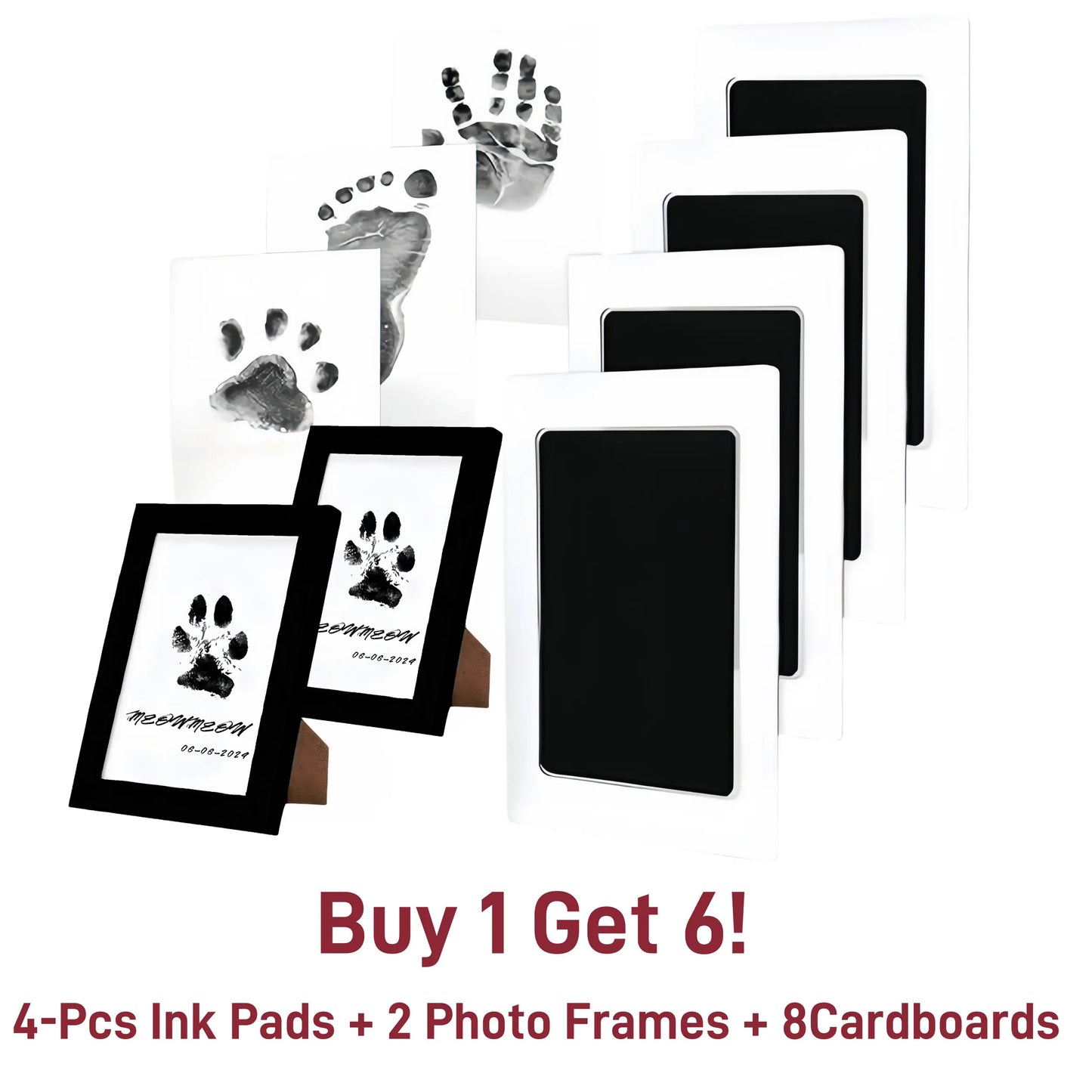 No-Mess Pet Paw Print Keepsake Kit with Frames for Dogs and Cats