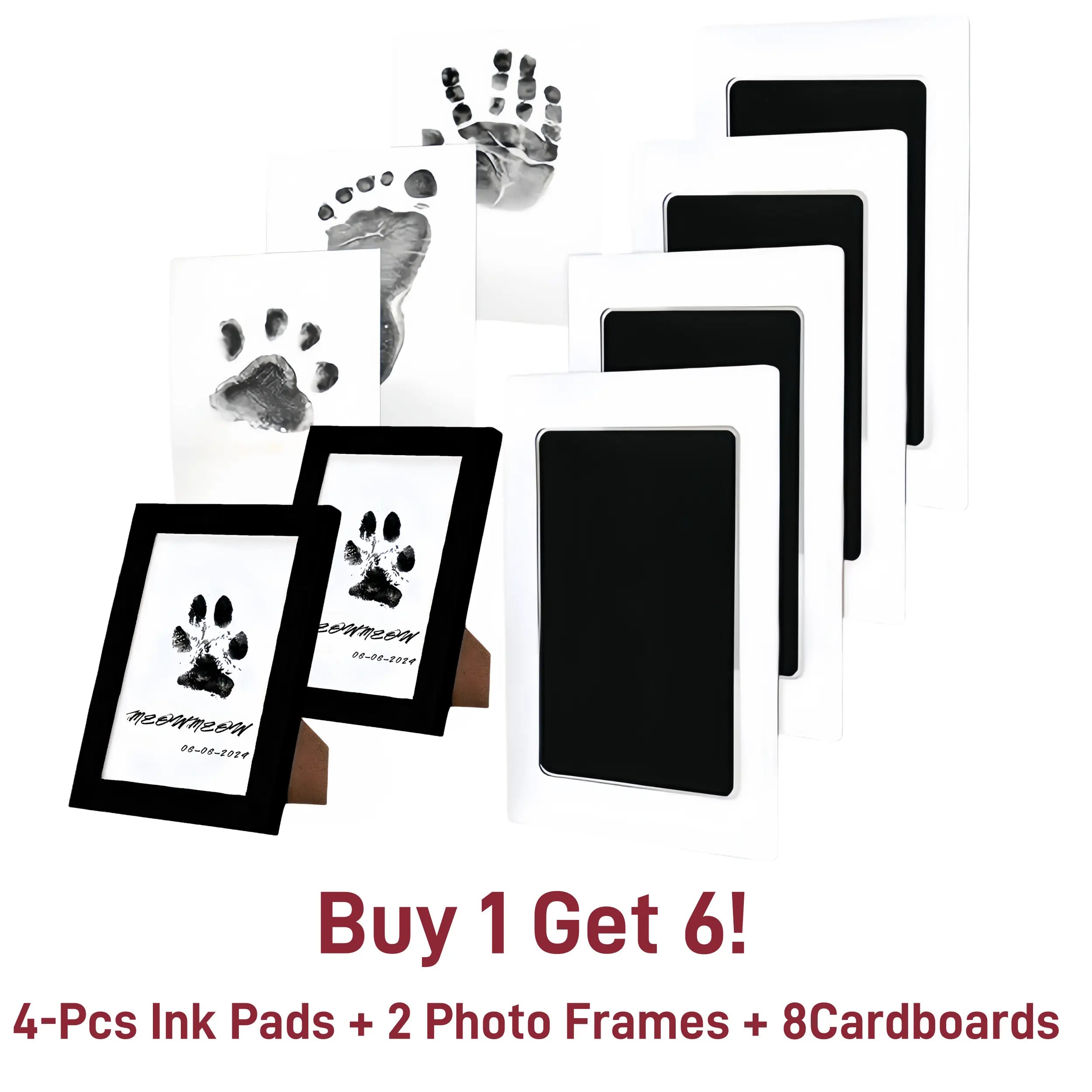 No-Mess Pet Paw Print Keepsake Kit with Frames for Dogs and Cats