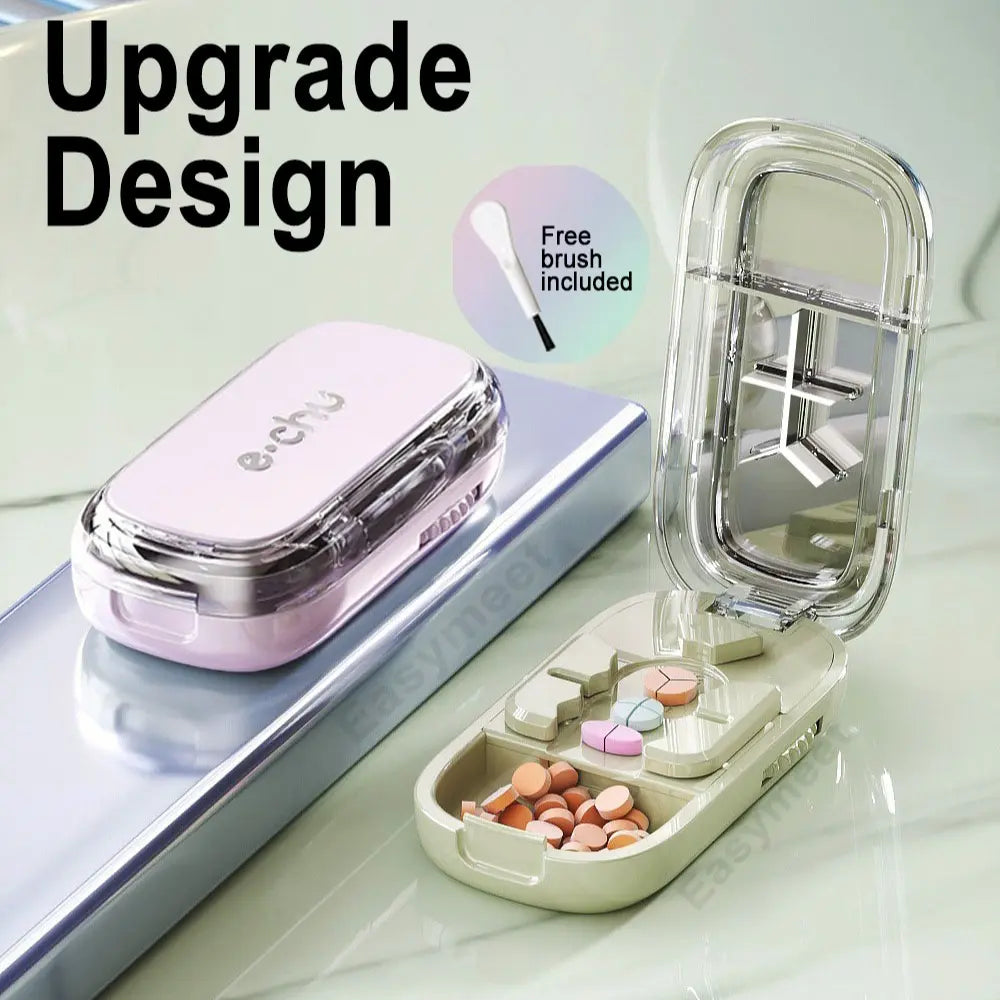 3-in-1 Compact Splitter Pill Dispenser – Portable ABS-PC Healthcare Case for All Tablet Sizes
