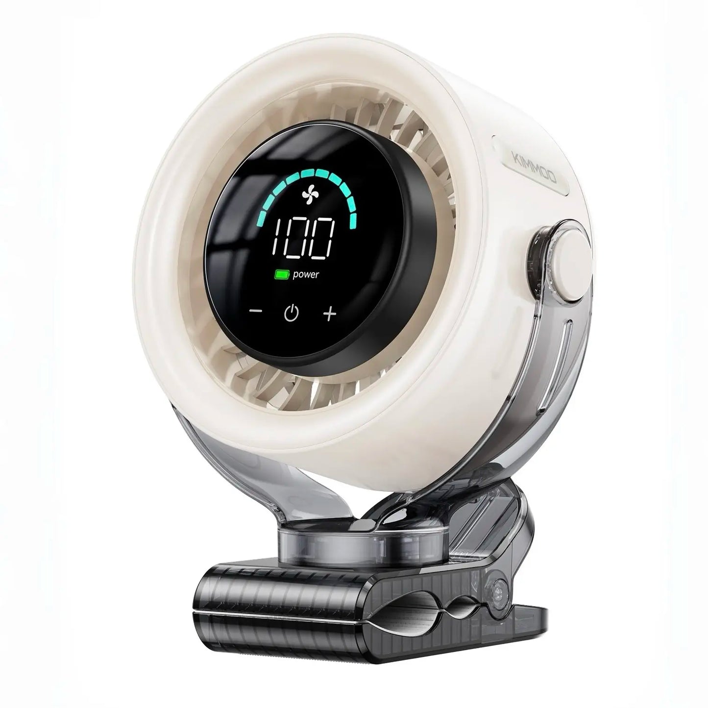 4000mAh Clip-on Fan: 100-Speed LED Display, 360° Rotate Quiet Desk Fan