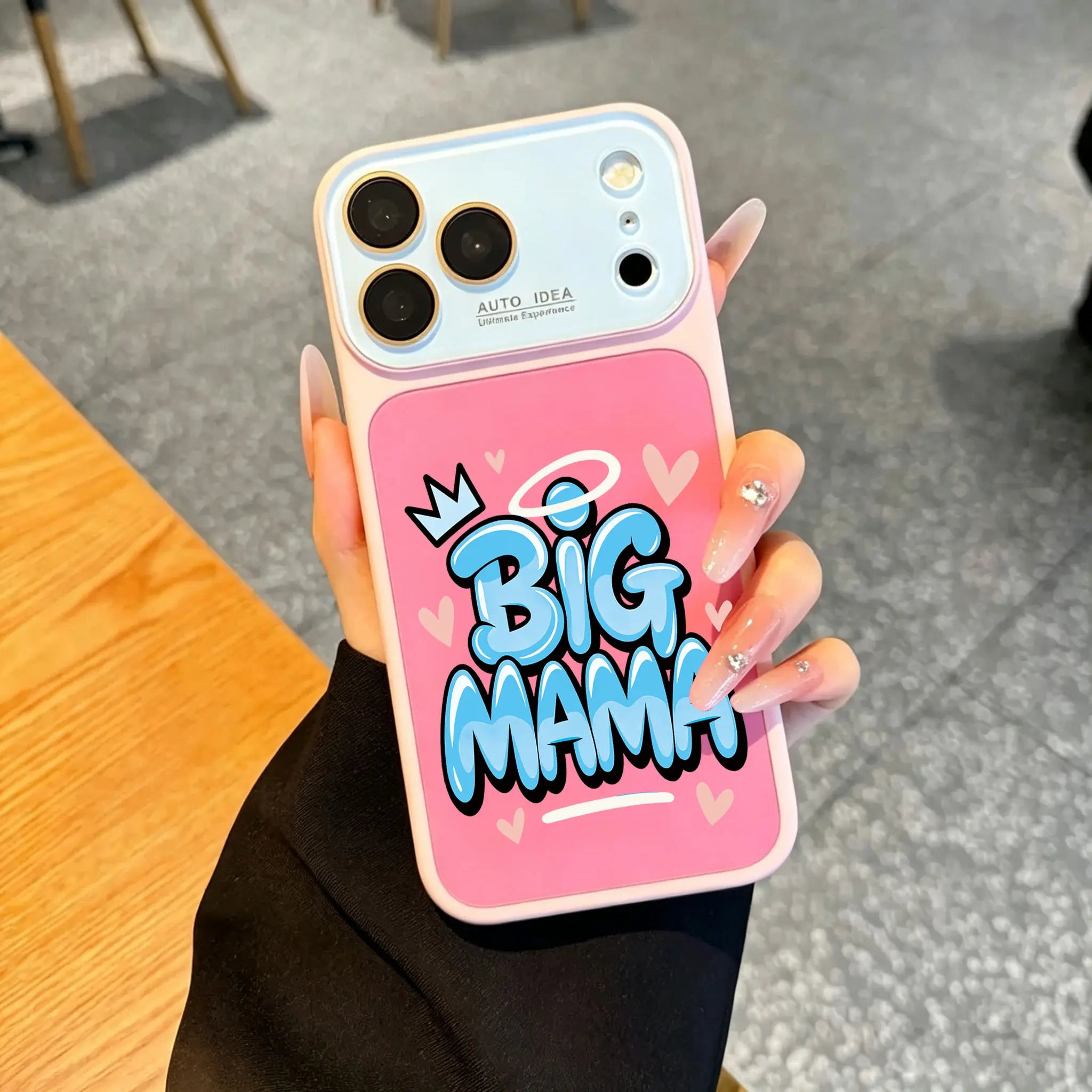 Big Mama Crown Halo Heart Phone Case for iPhone 17 Pro Max – Dopamine Color Block Shockproof Cover