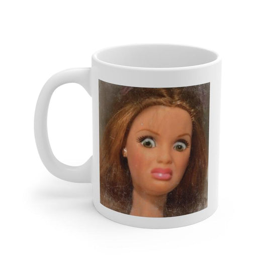 Funny Disgusted Barbie Face Mug – Hilarious Coffee Cup Gift for Mom, Dad, Coworker or Friend