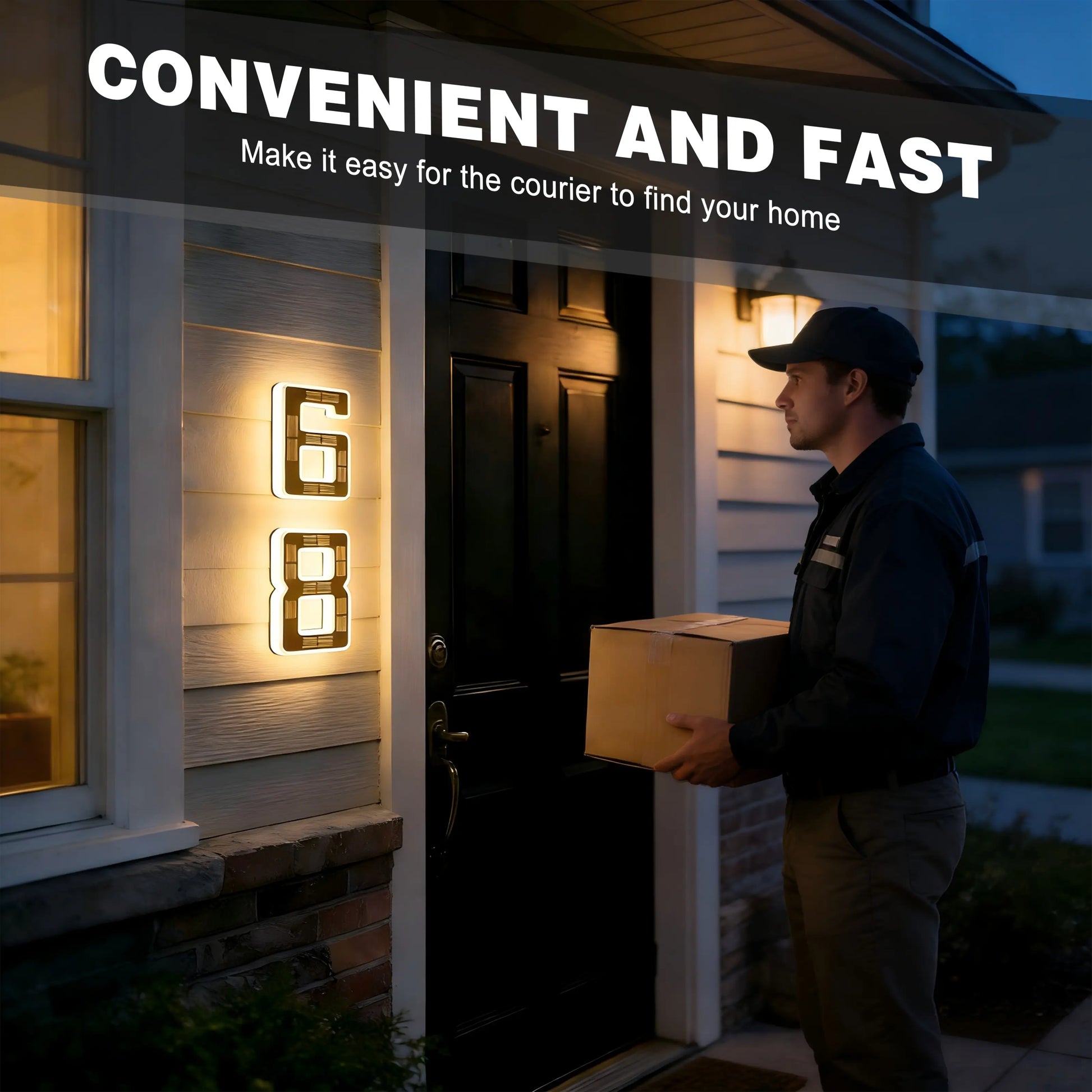 ISUNMEA 6.7 Inch Solar Lighted House Numbers for Outside, Light Up Waterproof LED Address Signs for Houses, Backlit Illuminated Exterior Modern House Numbers Light