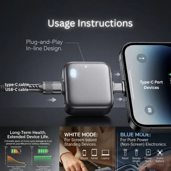 140W Physical-Disconnect Battery Guard, auto&self eject charger,Smart Auto-Stop Charging Accessory for Mobile Smartphones & Handheld Devices, Anti-Overcharge Protection for Safe Overnight Charging, Universal for Phones Laptops Tablets