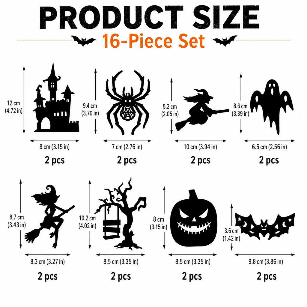 Halloween LED Silhouette Wall Light Stickers – Battery-Powered Waterproof Peel & Stick Window Decor