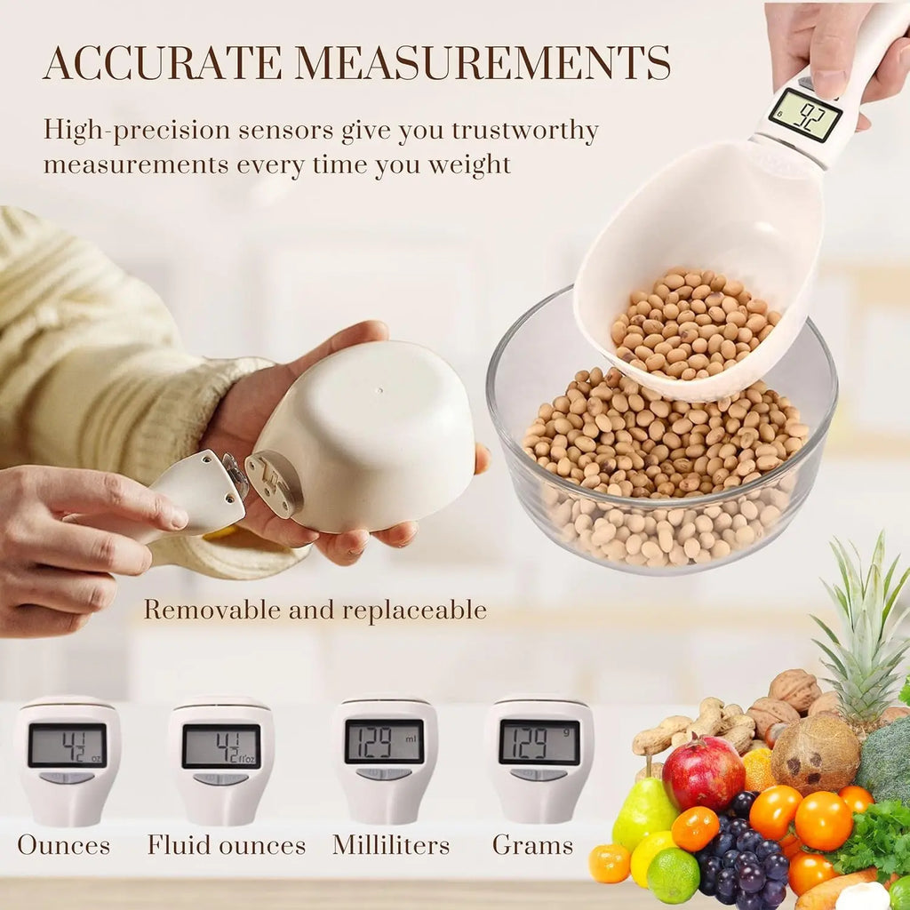 Digital Food Measuring Scoop Scale – Smart Electronic Spoon Scale for Kitchen & Baking