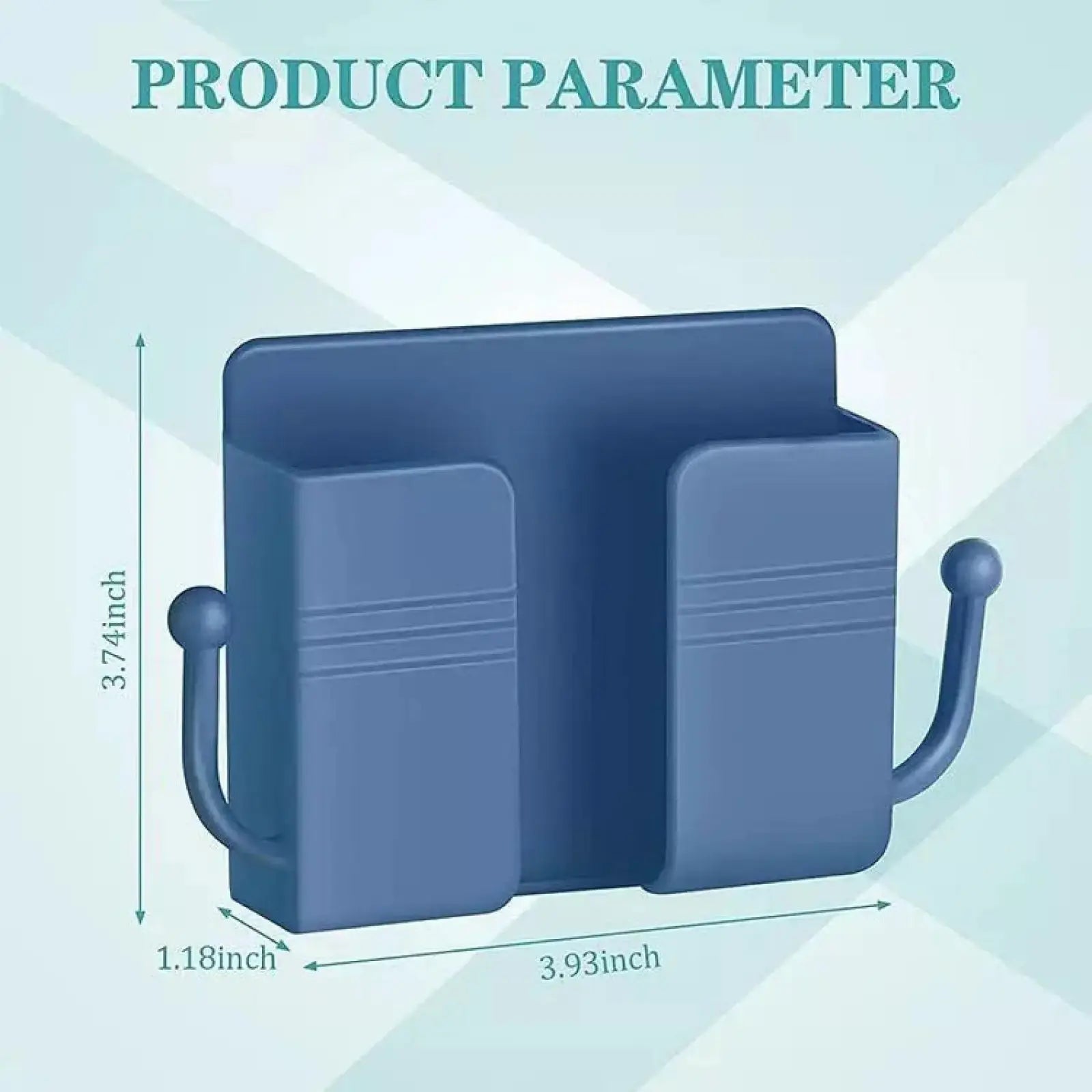 Wall-Mounted Adhesive Phone Holder with Cable Clip & Hooks for Charging & Remote Control