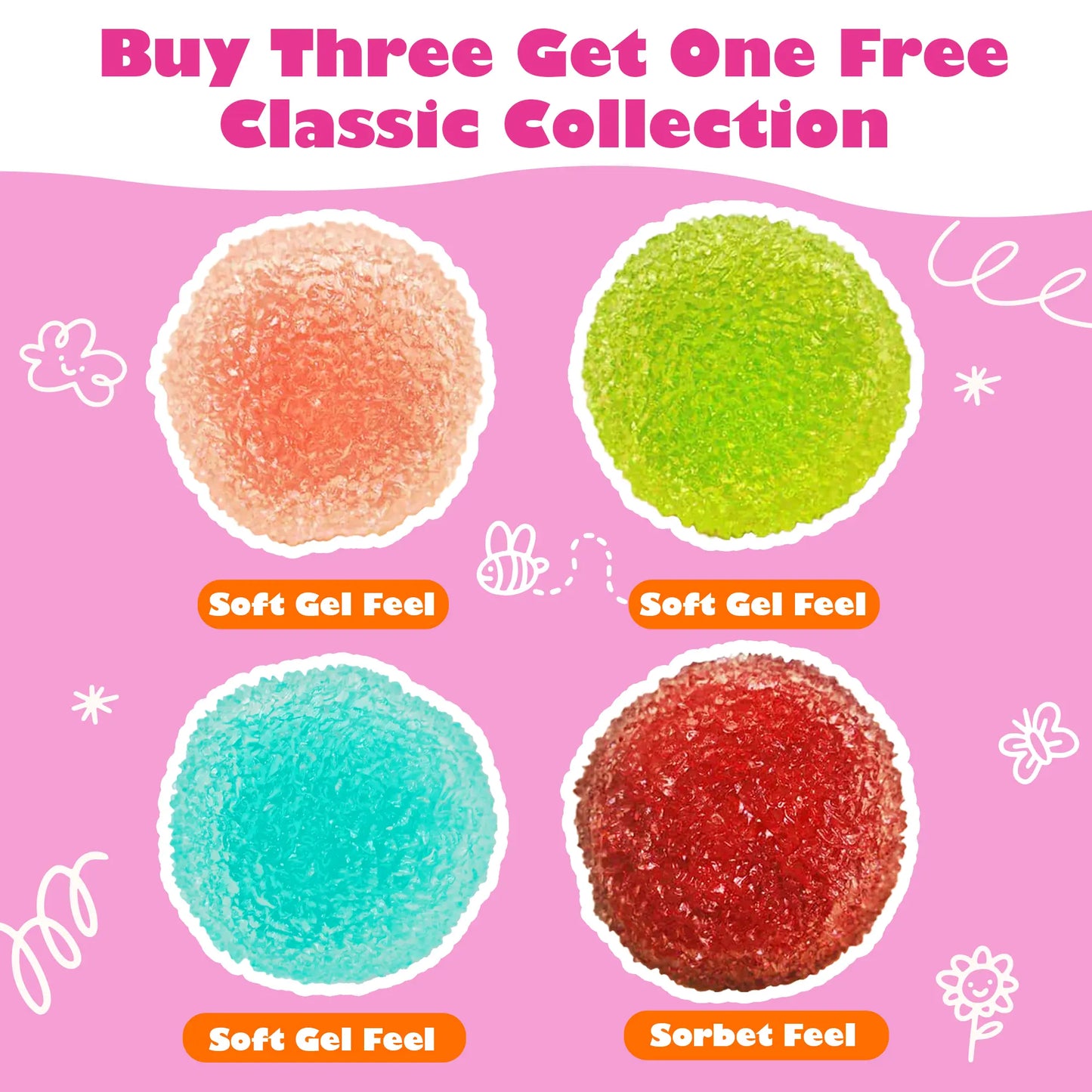 Handcrafted Crystal Mochi Ball Squishy Toy Handmade TPR Soft Stress Relief Fidget Sensory Grippie Set for Relaxation and Gift Giving