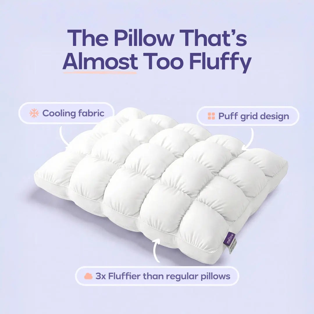 Mellow Sleep Puff Pillow - Fluffy Quilted Bed Pillow with Cloud-Like Comfort for All Sleepers