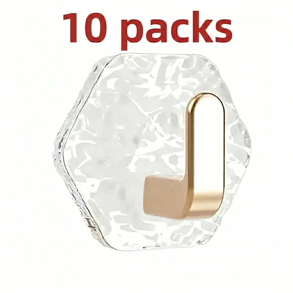 Heavy Duty Self-Adhesive Hooks | Hexagonal Ripple Waterproof Sticky Hooks for Kitchen Bathroom
