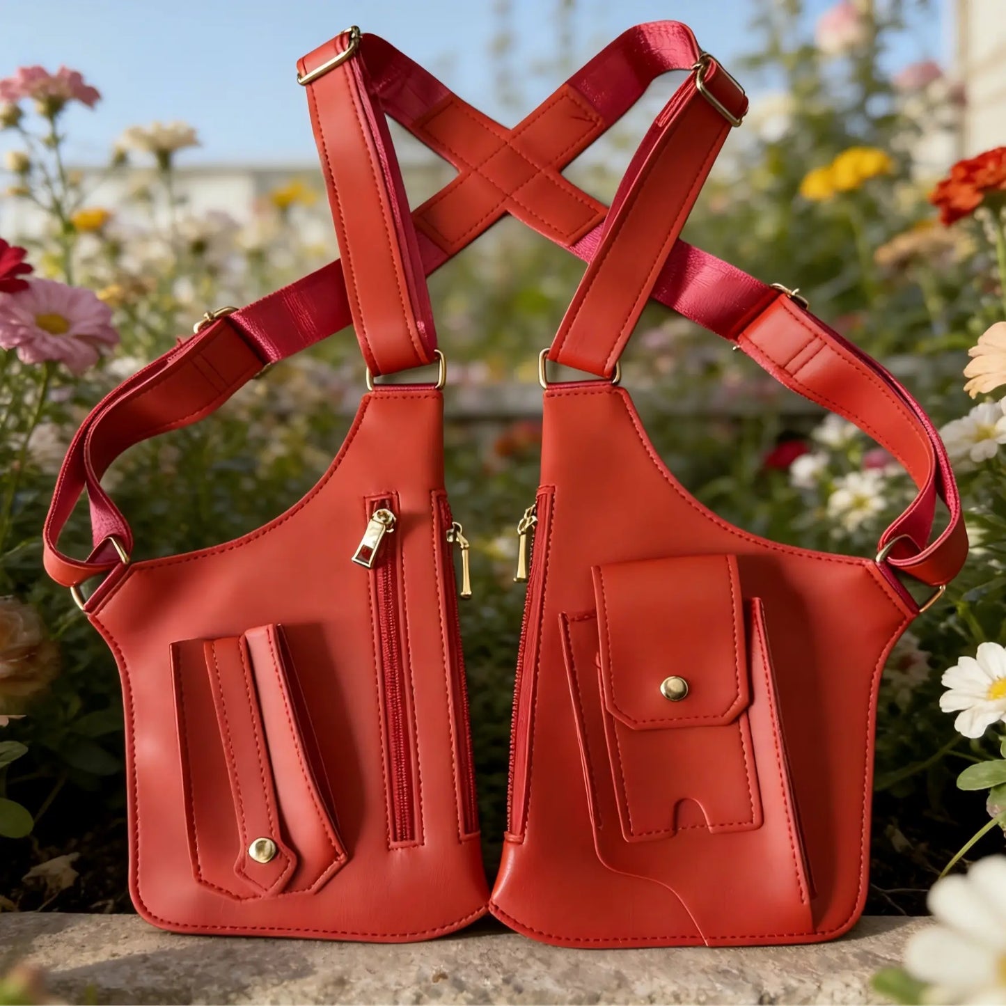 Durable PU Leather Multifunctional Chest Bag