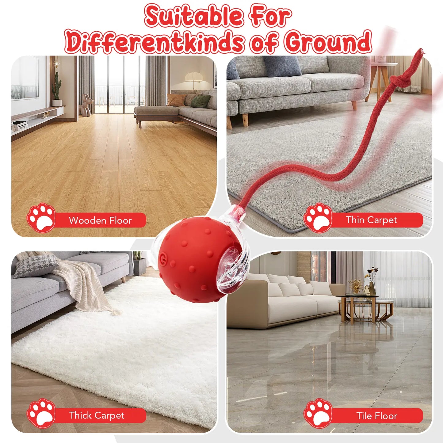 Interactive Cat Ball Toy | Bird Chirping & Motion Activated Rug Kicker