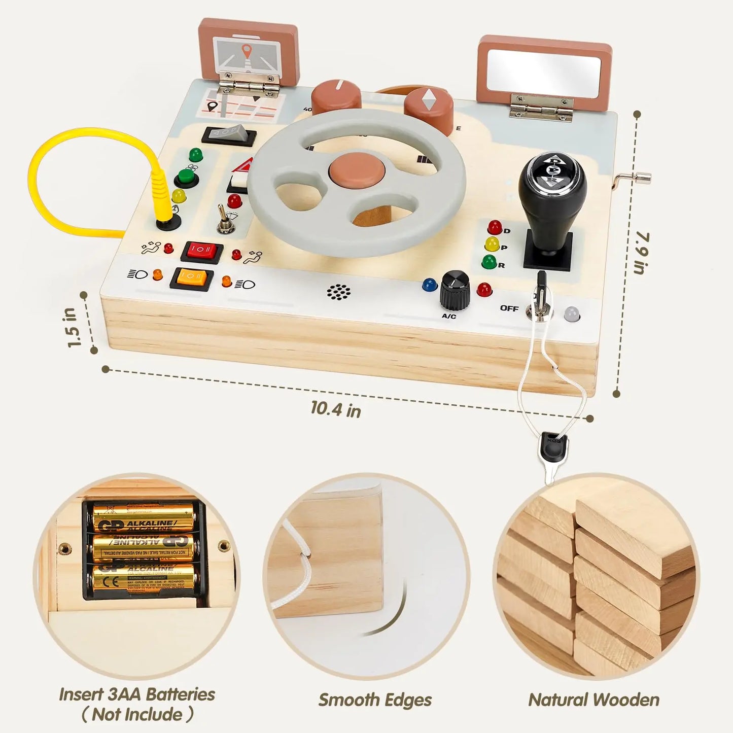 Joyreal Montessori Sensory Busy Board, Square-Shaped Wooden Busy Board with LED Light Up Switches,  Portable Learning Kids Toys,Christmas Gifts Ideas， #SummerVibes
