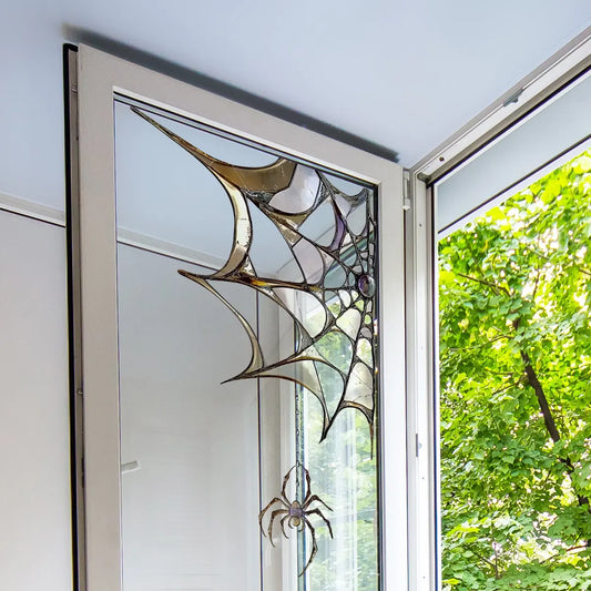 Spooky Spider Web Window Sticker – Halloween Glass Decal Decoration with Spider Design