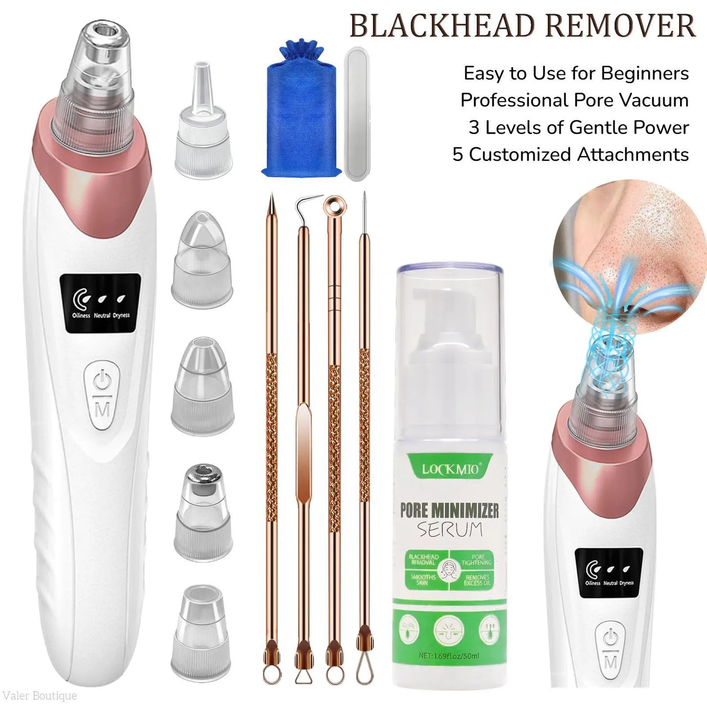 Electric Blackhead Remover – USB Pore Vacuum Facial Cleaner