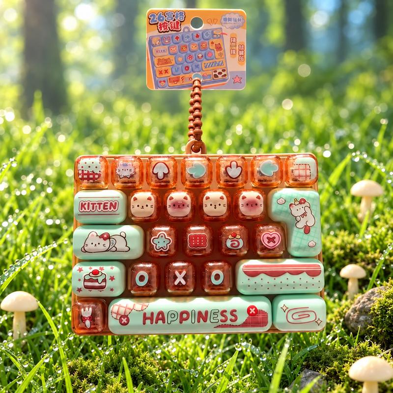 26-Key Mini Fidget Keyboard Keychain – Portable Sensory Stress Relief Toy & Cute Backpack Accessory