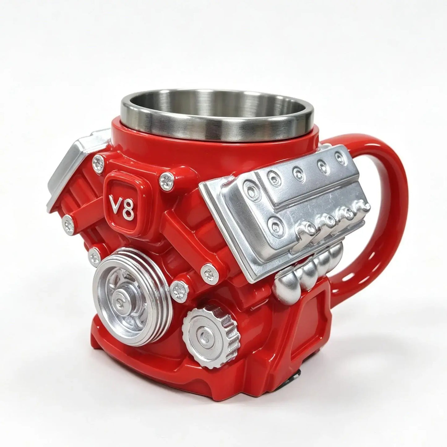 V8 Engine Stainless Steel Coffee Mug Gift for Car Lovers and Dads