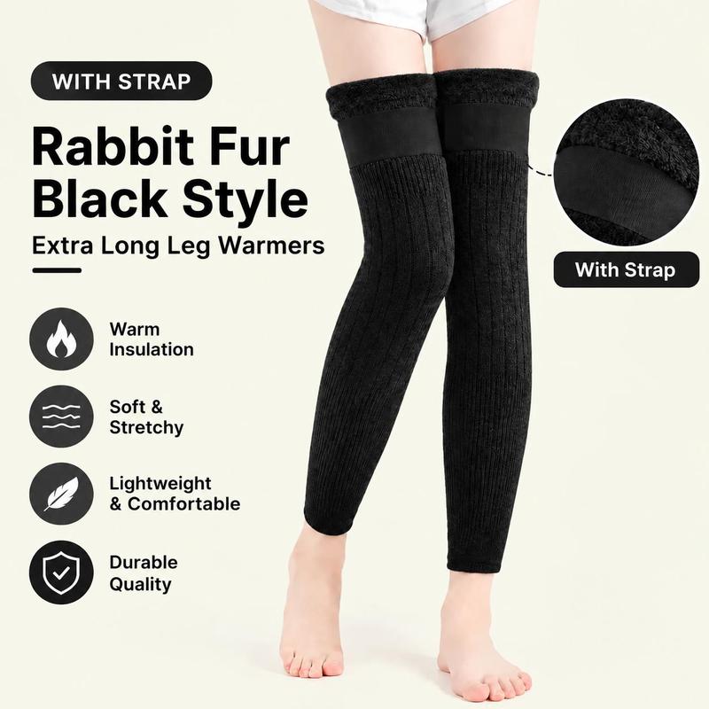 Thick Wool-Lined Thermal Long Knee Compression Sleeves – Non-Slip Winter Joint Support