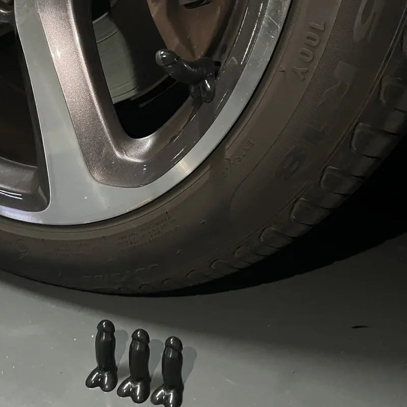 4-PCS Creative Funny Middle Finger Valve Stem Caps – Waterproof & Dustproof Tire Air Caps for Cars & Bikes