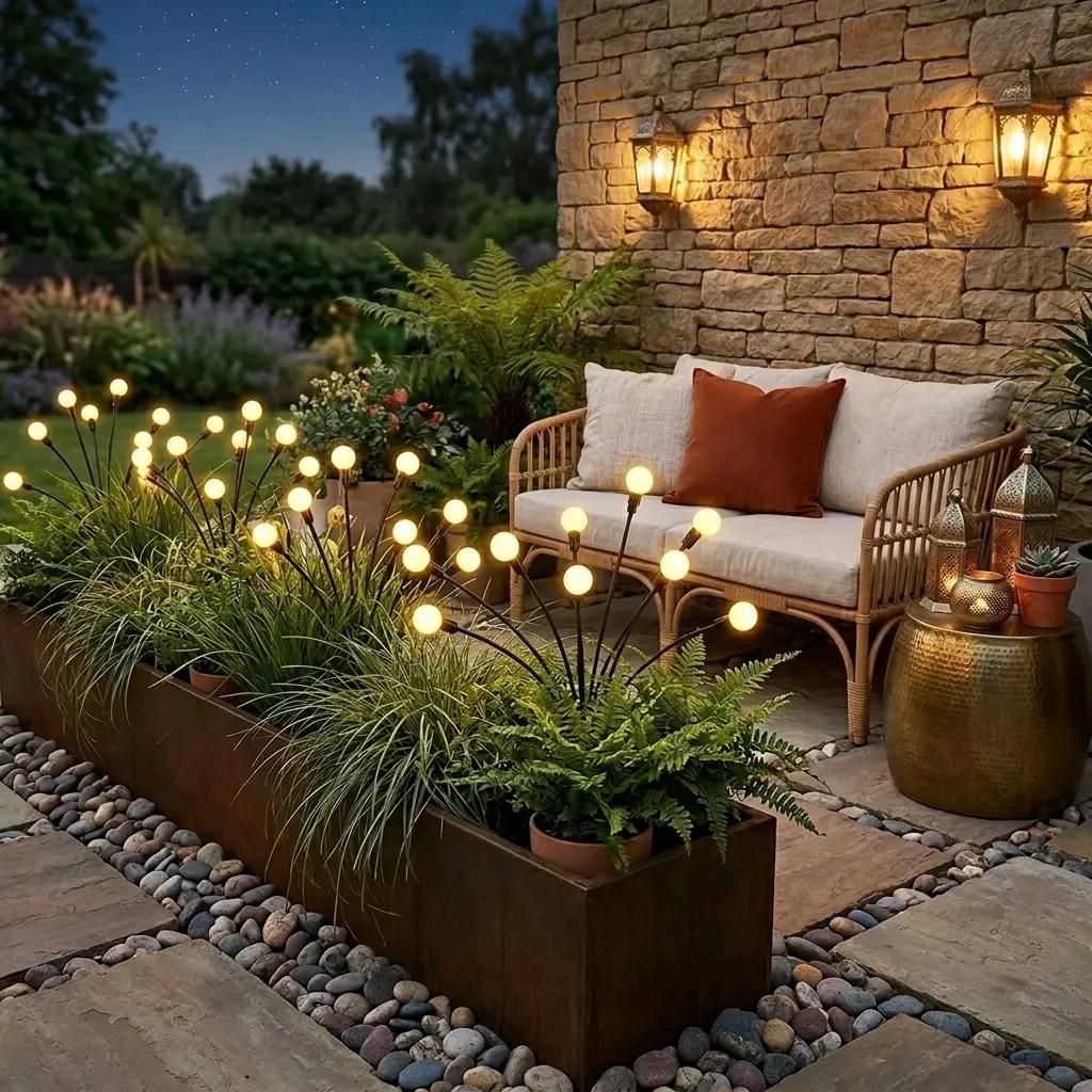 Outdoor Solar Firefly Lights, 4/8 Pack Waterproof Garden Stake Lights with Auto Dusk-to-Dawn Glow, 32/64 LED Bulbs for Yard, Patio, Pathway, Walkway & Landscape Decor
