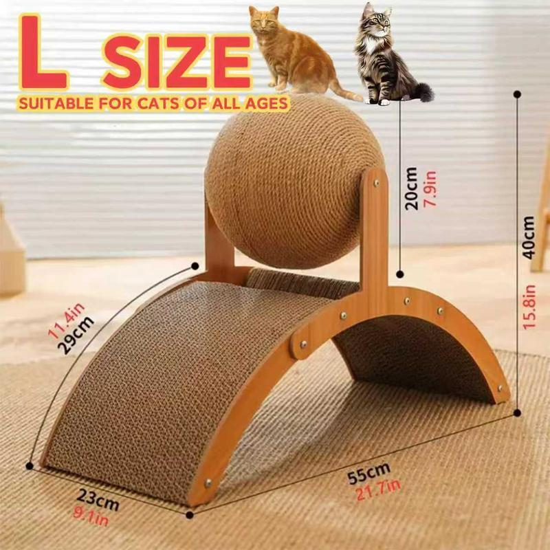 2-in-1 Cat Scratching Post & Ball - Wear-Resistant Natural Sisal Toy