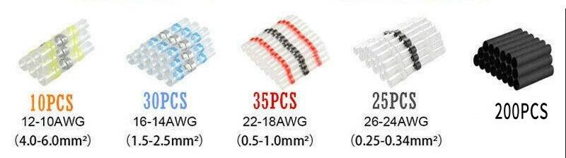 300PCS Haisstronica Solder Seal Wire Connectors - Waterproof Heat Shrink Butt Connectors with Self-Solder Function for Marine, Automotive, Stereo Applications