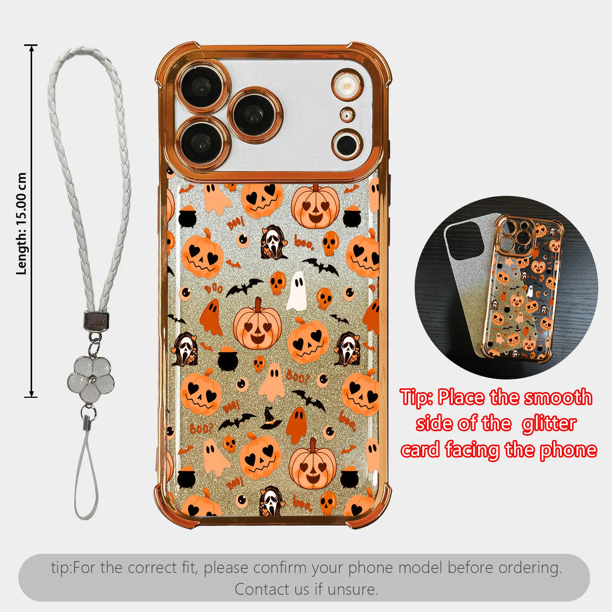 Cute Halloween Pumpkin Ghost Phone Case for iPhone 17 Pro Max – Transparent Shockproof Soft Silicone Cover