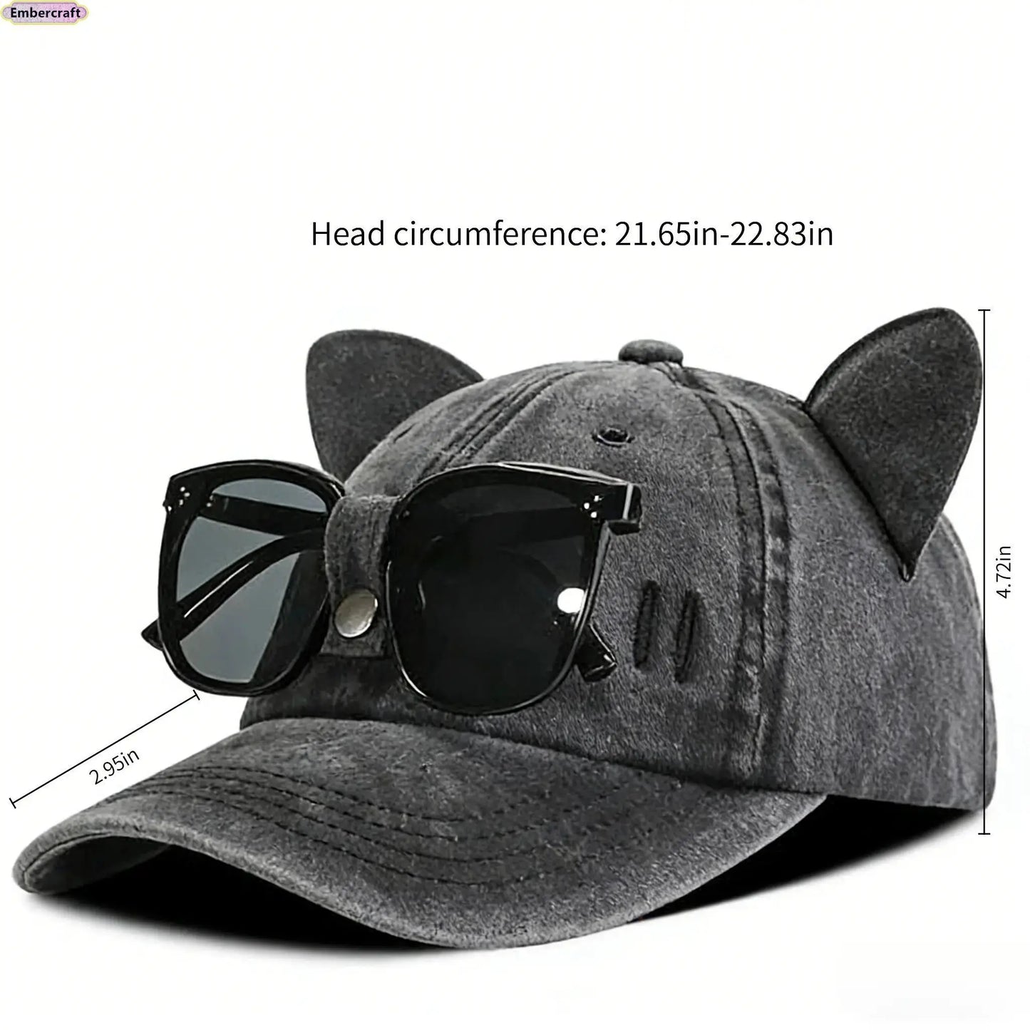 Y2K Cat Ear Trucker Hat with Detachable Sunglasses