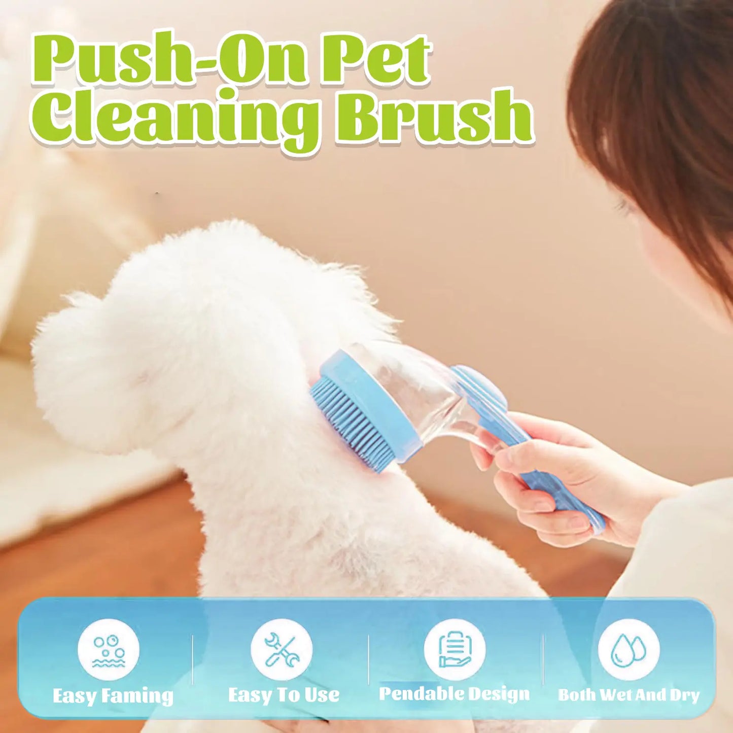 Soft Silicone Pet Bath Brush with Shampoo Dispenser for Dogs