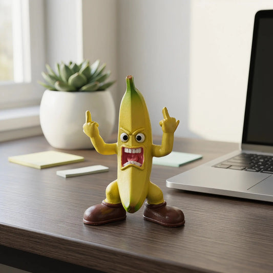 Funny Middle Finger Banana Figurine – Angry Banana Desk Decor for Office & Home