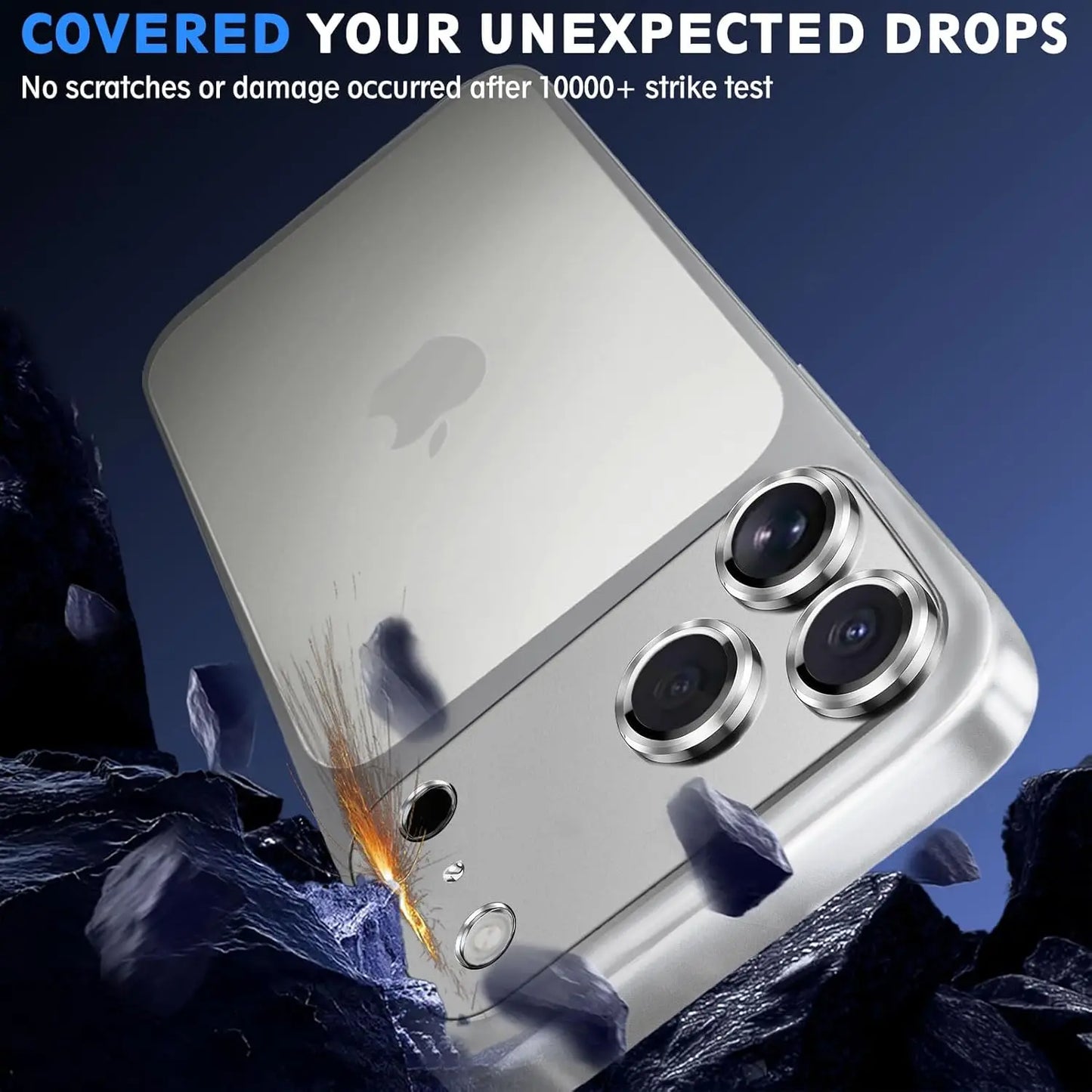 2 Pack iPhone 17 Pro Max Camera Lens Protector – Metal Aluminum Tempered Glass, Military Grade, Case Friendly, Silver