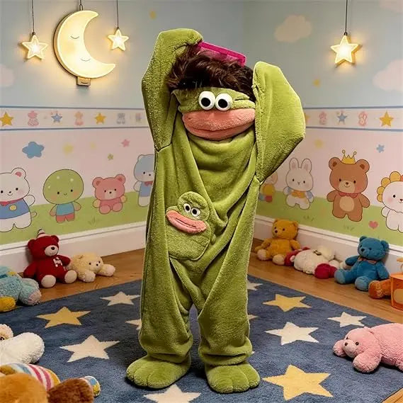 Msrlassn Cute Monster Pajamas Wearable Blanket Hoodie for Women Men, Oversize Soft Warm Cozy Pullover Home Loungewear Funny Pajamas Onesie, Father's Day Gift Perfect for Home Party Costume Halloween, One Size for Women Men