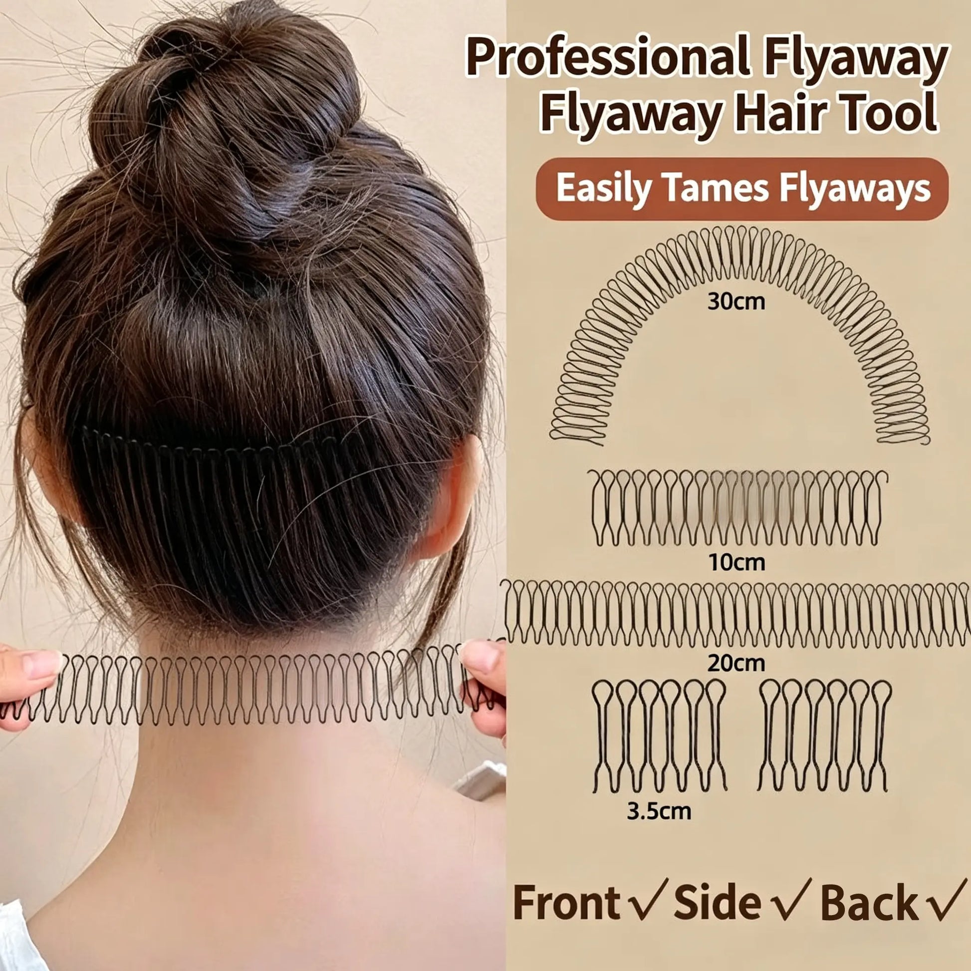 U Shape Hair Finishing Fixer Comb, 3 Pieces Bobby Bangs Holder Styling Tool Stretchable Hair Pin U Shape Wavy Comb Clips Spring Headband Circle Styling Black Pins Bun Hairpins for Women Girl