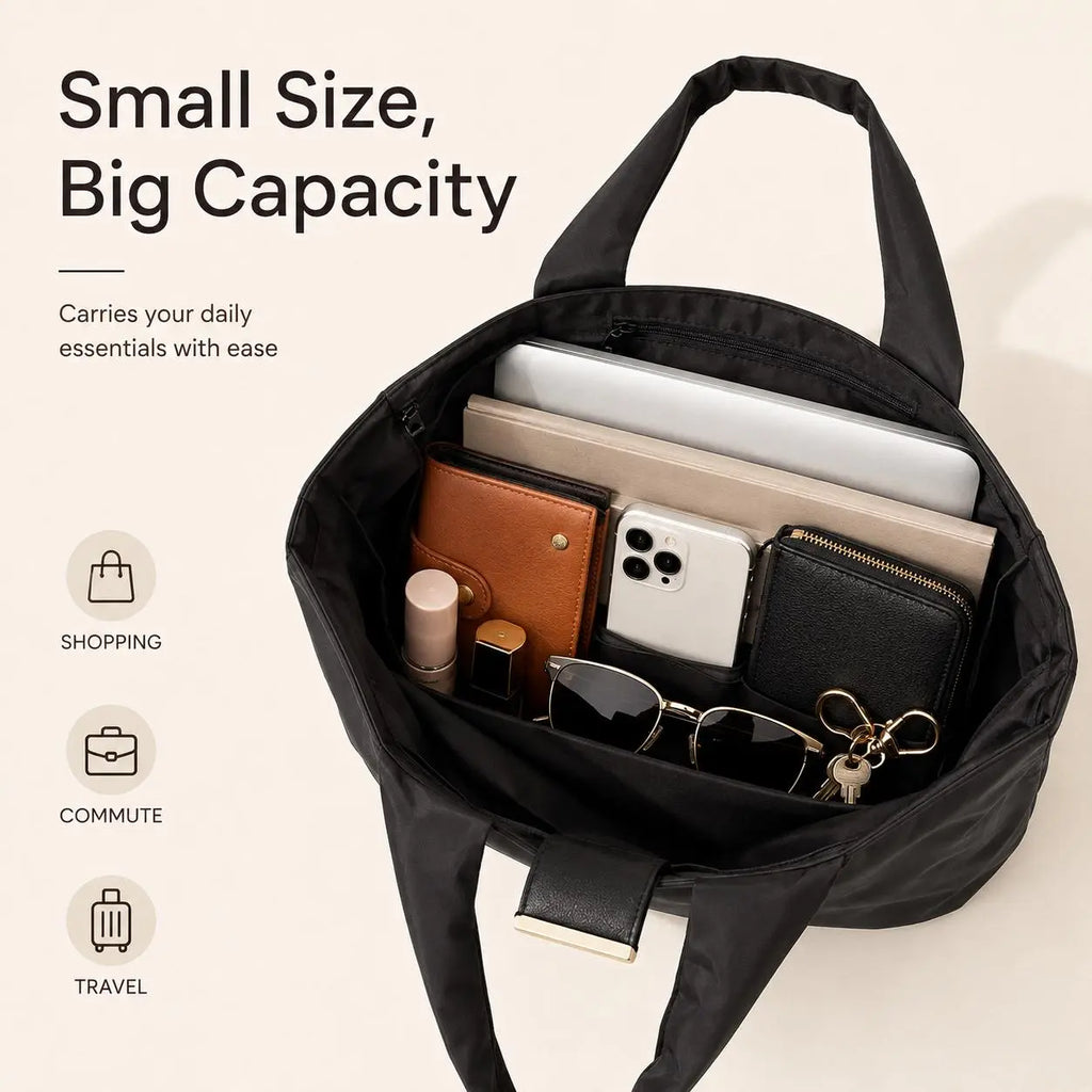 Compact Foldable Keychain Tote Bag – Expandable Reusable Grocery Shopping Bag with Key Ring