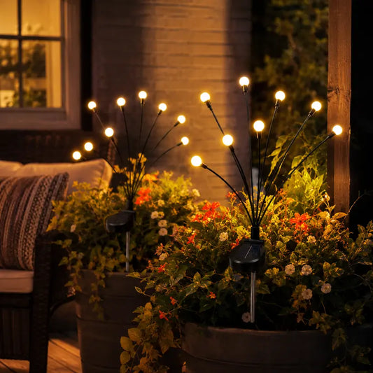 Outdoor Solar Firefly Lights, 4/8 Pack Waterproof Garden Stake Lights with Auto Dusk-to-Dawn Glow, 32/64 LED Bulbs for Yard, Patio, Pathway, Walkway & Landscape Decor
