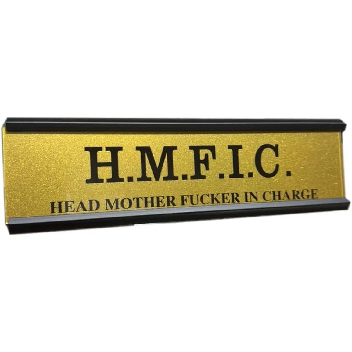 Fucker in Charge Office Desk Plate Sign - 8x2" Executive Desk Nameplate for Boss, Manager, and Coworker Gifts - (Brown), Desk Signs, Home Supplies Plaque