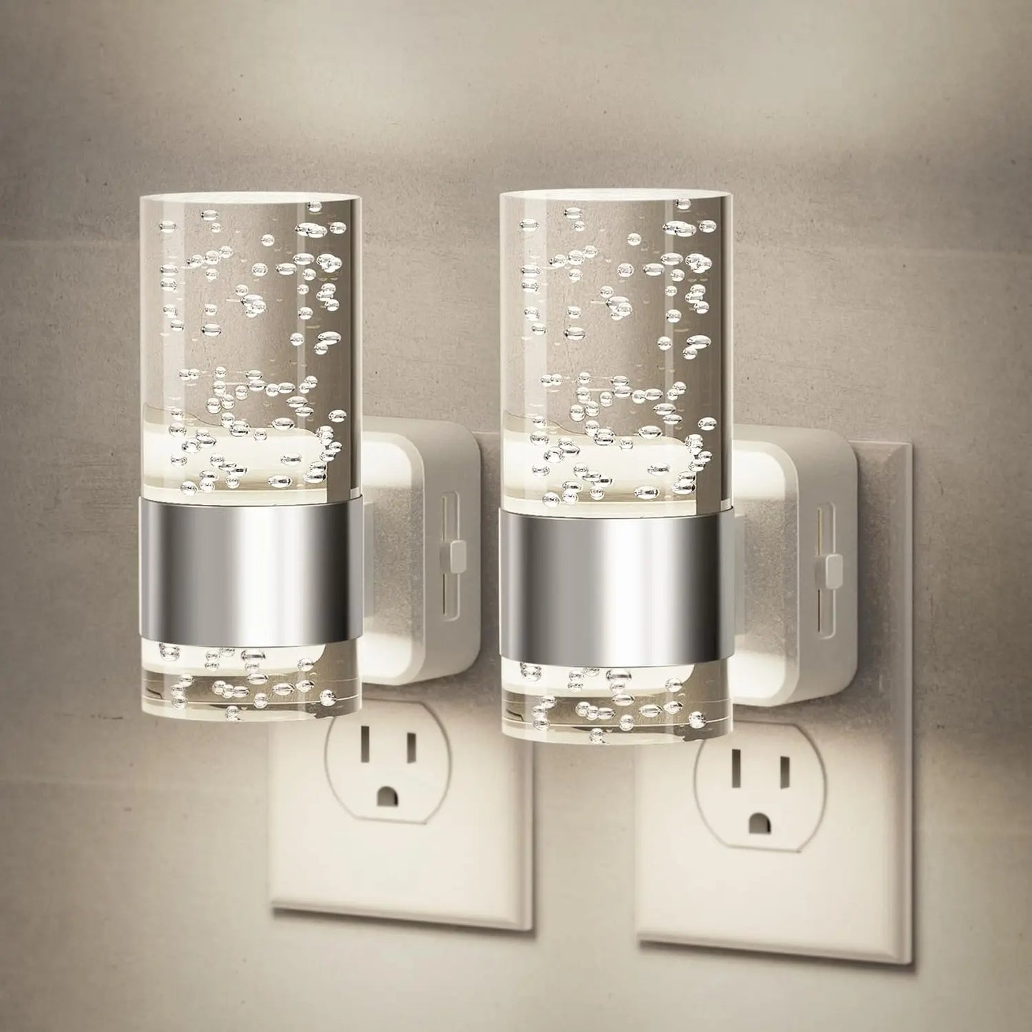 2 Packs Acrylic Aesthetics Night Light, Auto Dusk to Dawn Sensor LED Night Light for Bedroom Kitchen, Dimmable